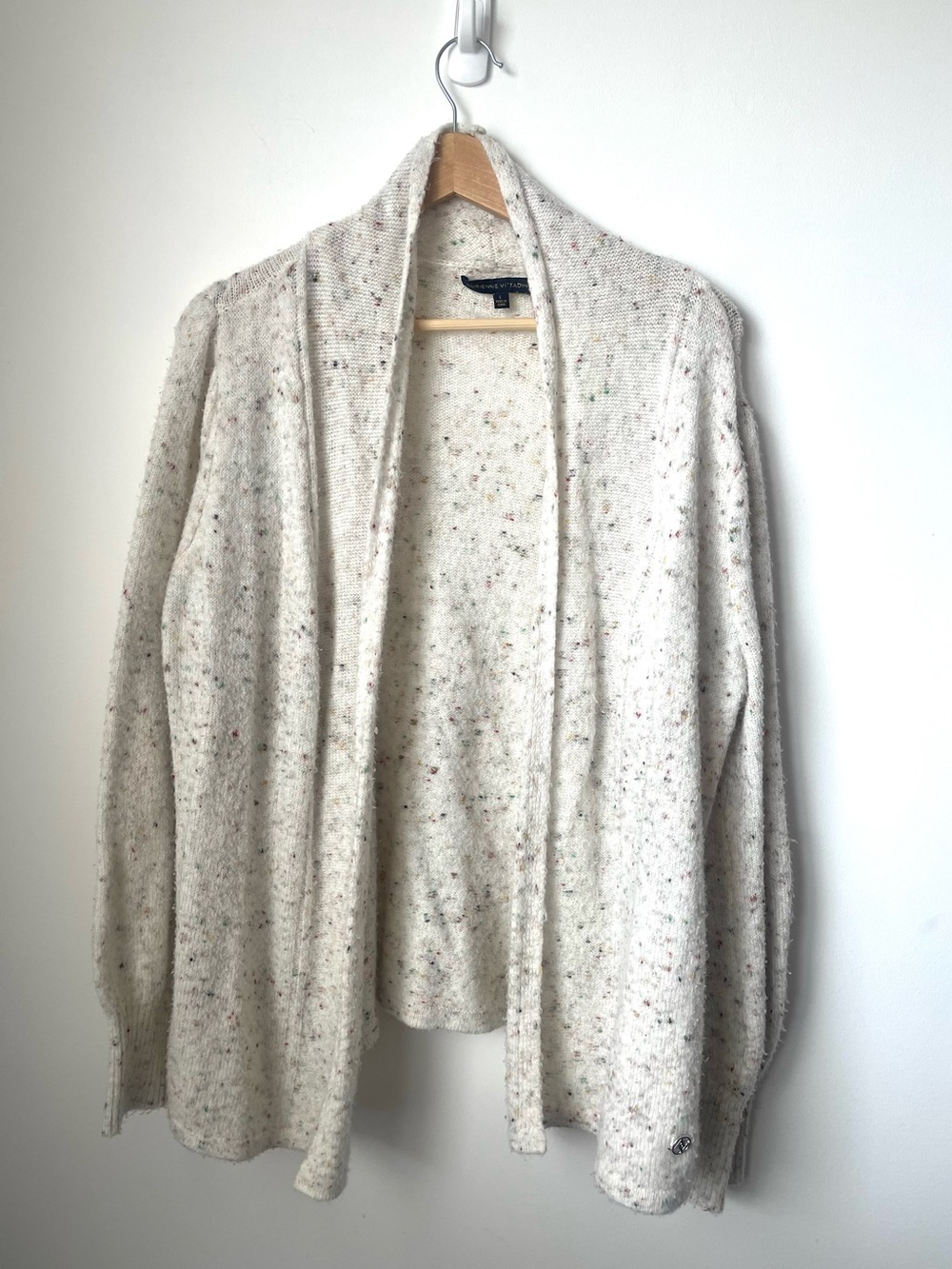 Adrienne Vittadini Cream Speckled women’s Cardigan size LARGE